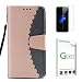 Produktbild Huawei Mate 10 Lite Hülle [mit Panzerglas],Penlicraft Flip Cover PU Leder Welle Spitze Muster Design Ultra glatte Oberfläche Handyhülle im Brieftasche-Stil mit [Aktualisierter TPU Innenschale] [Standfunktion] Schutzhülle Handyhüllen [Magnetverschluss] Etui Case für Huawei Mate 10 Lite mit schutzfolie ,(Rose Gold + Grau)