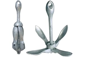 BTK Ancora ad Ombrello Pieghevole in Acciaio Fuso zincato Perfettamente Bilanciata da 0.7 kg - 1.5 kg - 2.5 kg - 3.2 kg - 4.0 kg - 6 kg - 12 kg per Barca Ancoraggio (6,0 kg)