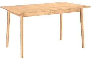 DELAVIN Wooden Dining Table 140x80 cm, Rectangular Mid Century Kitchen Table, Oak Dining Table, Easy Assembly, Natural