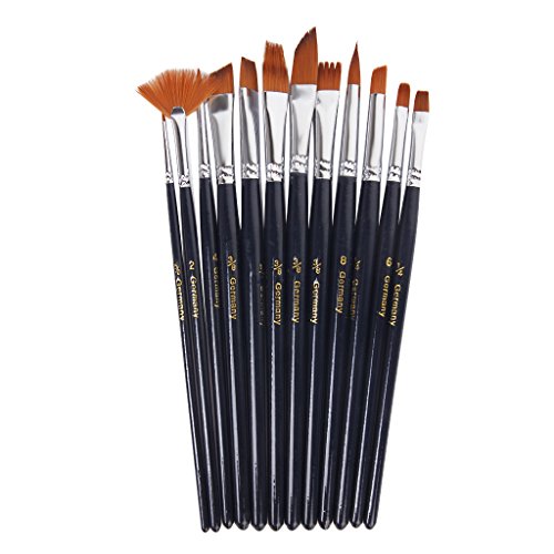 12 Assorted Größe Künstler Malerei Pinsel Set Flachpinsel - 8