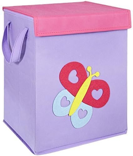 LOMOS Foldable Toy Box with Colorful Motifs and Lots of Storage Space and Cover (37x 30x 26cm)