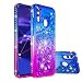 Produktbild Flüssigkeit Hülle für Huawei P Smart 2019,Glitzer Handyhülle für Huawei P Smart 2019,Moiky Lustige Kreative Blau Lila 3D Liebe Herz Crystal Schwebend Stoßdämpfend Diamant Handyhülle