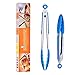 Produktbild TTLIFE 2PCS Silikon Grillzange Küchenhelfer Mehrzweck Edelstahl Küchenzange Bratenzange BBQ Brot Tongs perfekt für Küchen Restaurant Camping 9’+12’ ( Blau )