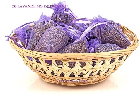 Flowers StoryOrganic Lavender Provence 15 Bags Organza Violet Bags 10 g Per Pack Organic Edible Aix-en-Provence Lavender Total 150 g violet