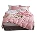 Produktbild Herbst Winter Geometrisch Streifen Rosa Bettbezug Set, 220x240cm 2 Personen Städtischer Stil Bettwäsche Set mit Kopfkissenbezug (Rosa, 220x240cm)