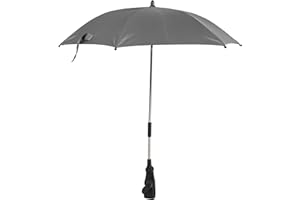 babycab Universal Sonnenschirm für Kinderwagen dunkelgrau - 180° Drehgelenk flexibel einstellbar - Befestigung mit Universal-Klemme (Ø 15-30 mm) - Ø Schirm ca. 75 cm, Länge inkl. Halterung ca. 80 cm