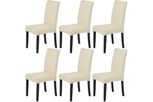 Veakii Coprisedie con schienale 6 pezzi universali, lavabile Estraibile, coprisedile, molto facile da pulire e resistente, moderna sala da pranzo, hotel, arredamento ristorante (6 Pezzi, Beige)