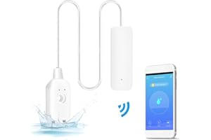 CONBLOM Wassermelder WLAN Wasseralarmsensor, WiFi Wasser Alarm Wassersensor, Überlaufleckalarm Fernüberwachungsleckage im Warmwasserbereiter für Küche, Bad und Keller