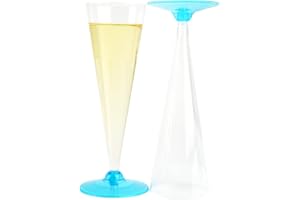 DUE ESSE S.N.C. DI SABATINI ALDO & C. PZ 120 FLUTE TRASPARENTI CON BASE TURCHESE CALICE PER, PROSECCO, CHAMPAGNE IDEALE PER APERITIVO, FESTE E CENE