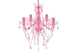 ‎VIDAXL Kronleuchter 5 Flammig Acryl Lüster Vintage Style Rosa Pink