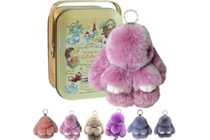 EUNMSI Bunnylulu Keychain With Exquisite Box, Bunny Lulu Keychain,Handmade Soft Bunny Pompom Charms,Cute Bunny Keychain for Women,Bunny Keychain Plush