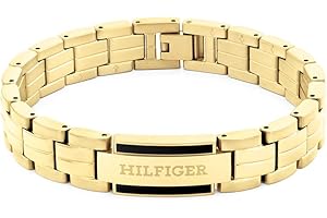 Tommy Hilfiger Biżuteria męska bransoletka ogniwowa ze stali nierdzewnej i żółtego złota, Jeden rozmiar, Stal nierdzewna, Bez kamieni szlachetnych