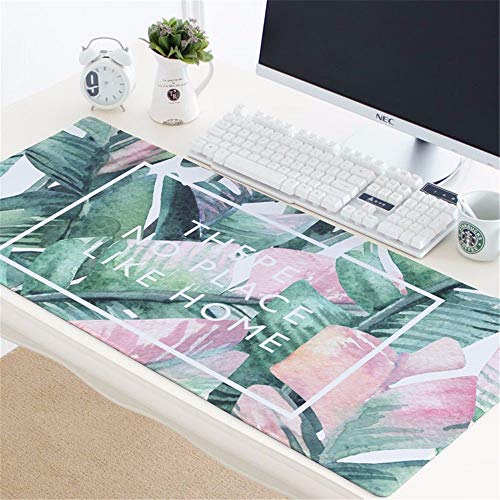 Preisvergleich Produktbild ZHANGJIA Grüne Pflanze Mouse Pad, Wasserdicht, Verriegelung, Rutschfeste Gummifüße Kompatibel Mit Laser Und Optische Maus Geeignet Für Jede Maus Und Tastatur Und Notebook., Extravagante 3.400 X 900 Mm X 3 Mm