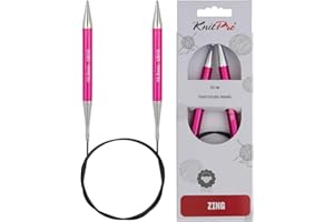 KnitPro Zing: Ferri da Maglia: circolari: fissi: 80 cm x 10,00 mm, Alluminio, Multicolore
