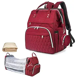 Home Cloud Diaper Bag Backpack | Foldable Mummy Bag | bagpack with Bassinet, Folding Crib, Travel, Foldable 900D, Waterproof, Washable Crib, Infant Sleeper Nest for Girls and Boys?red