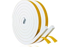 Tätningstejp, självhäftande för dörrar, fönstertätning, 12 mm (B) x 10 mm (D) 4 m (L) skumtejp, gummitätning mot kallt drag/a