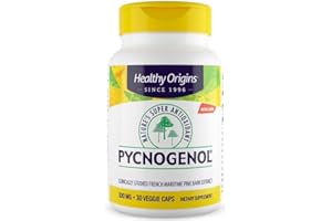Healthy Origins, Pycnogenol, 100mg, Extrait d'écorce de Pin avec Procyanidines, 30 Capsules végétaliennes, Sans Soja, Sans Gluten, Végétarien, Sans OGM