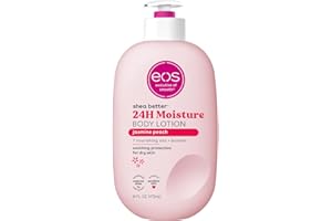 eos Shea Better balsam do ciała - jaśminowa brzoskwinia, 24-godzinna pielęgnacja skóry, lekki i nietłusty, wykonany z naturalnej masy, wegański, 40 ml