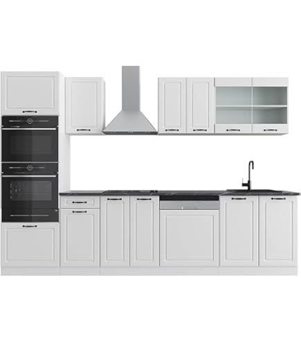 Cuisine équipée Fame-Line Vicco – Style Rustique 300 Cm, Blanc (neuve)