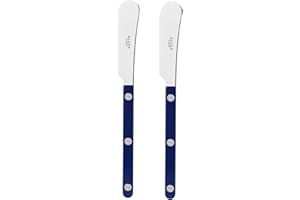 Sabre Paris | Lot de 2 Tartineurs 14 cm Bistrot couleur Bleu Marine et finition brillante. Couverts en Acier Inoxydable. Idéal pour beurre, tapenades, pâte à tartiner