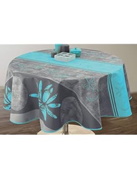 Tischdecke Fleckabweisende Lotus Blau - Ovale 150x240 cm