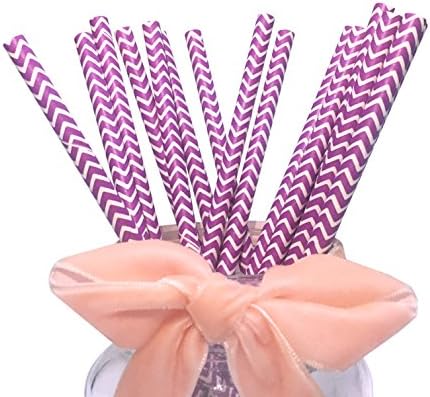 Eco-friendly Paper Straws For Children And Baby, Use Paper Drinking Straws To Reduce The Plastic Straws, Lavender Chevron Paper Drinking Straws, Violet Wave Drinking Paper Straws For Baby And Children (Purple)