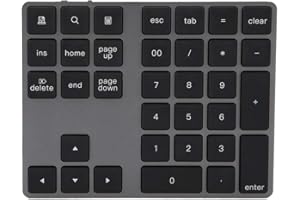 DIYEENI Clavier numérique sans Fil Bluetooth 3.0, Pavé Numérique Portable avec 34 Touches / Touches de Raccourci, Mini Numpad en Aluminum Ultra-Mince Compatible avec Windows, Android, iOS pour PC, Notebook