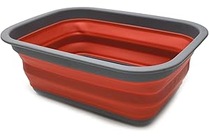 SAMMART Bassine pliable et portable pour pique-nique, courses et rangement gain de place Couleur terre cuite 9,2 l