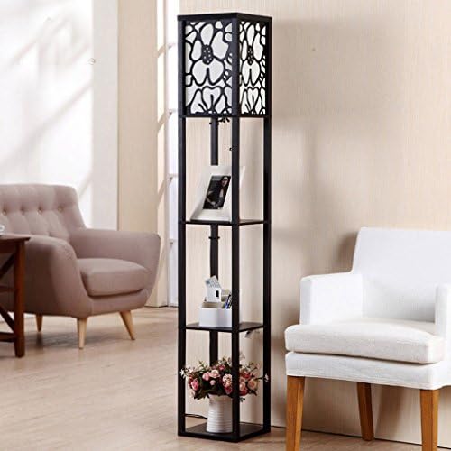 MENA HOME- Modern Minimalist New Chinese Style Wooden Floor Lamp Living Room Bedroom Study Desk Lamp Creative Retro Floor Lamp (energy Efficiency Rating A +) ( Color : Black )