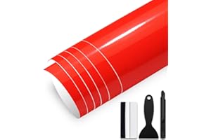GRTHTATI 300cm x 30cm Covering Brillant de Voiture Autocollant Film Covering Adhésif Film de Protection pour Voiture, Moto, Vélo (Rouge, 30cm x 300cm)