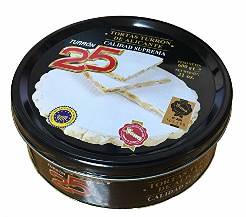 Preisvergleich Produktbild Turron25 - Tortas Turron de Alicante - Hartes Mandelnougat mit ganzen Mandeln Metallverpackungen - Höchste Qualität - 600gr (Kein Gluten) - Spanisch nougat / Spanisch turron