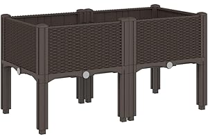 vidaXL Jardinière avec Pieds, Lit Surélevé, Bac à Fleurs, Pot de Plantes Jardin Patio Terrasse Arrière-Cour Extérieur, Marron 80x40x42 cm PP