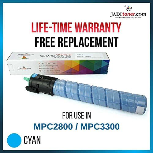 Jaditoner Remanufactured Cyan Toner Cartridge For Ricoh Aficio MPC2800 / MPC3300 - Cyan Yield 15,000 Pages