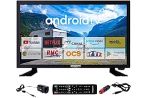 Antarion TV LED 22" 55cm Téléviseur Full HD Android Bluetooth Smart TV Camping Car
