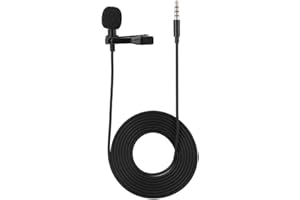 Bewinner Lapel Microphone à Clip Rotatif à 360 °, Micro à Condensateur Omnidirectionnel pour IPhone, Samsung, Smartphones Android et Windows