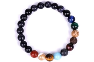 THAJALING Bracciale Galaxy Sistema Solare Elastico in Pietra Naturale Braccialetti universali Regalo per Bambini e ragazzi