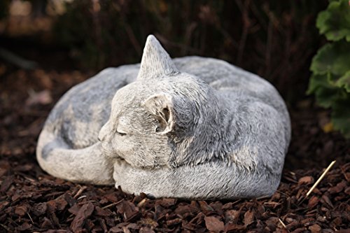 Steinfigur Katze schlafend frost- und wetterfest bis -30°C, massiver Steinguss - 4