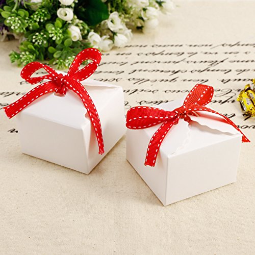 50 x weiß Hochzeit Gastgeschenk Bonboniere Box Geschenkbox Geschenkschachtel Kartonage Geschenkverpackung & Bänder Tischdeko - 5