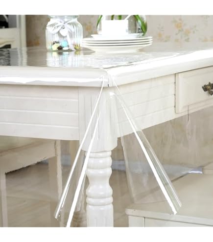 Artwelt Transparante Tafelfolie 2.0mm Polyvinylchloride Tafelkleed voor Buiten Tuin en Binnen Waterdicht en Wasbaar Tafelbeschermfolie op Maat (300cm X 60cm Artwelt Transparante Tafelfolie 2.0mm Polyvinylchloride Tafelkleed voor Buiten Tuin en Binnen Waterdicht en Wasbaar Tafelbeschermfolie op Maat (300cm X 60cm
