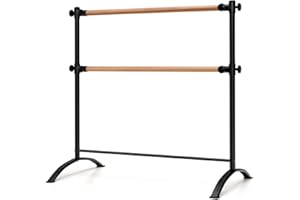 SPOTRAVEL Double Ballet Barre, 4-Level Height Adjustable Dancing Stretching Bar, Portable Freestanding Ballet Equipment for Adult & Kids