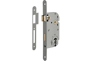 THIRARD - Serrure encastrable pour porte d'entrée axe à 50 mm, coffre épaisseur 10 mm à cylindre gris métal v/br