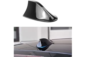 LINGXIYA Antena Universal de Aleta de tiburón para Coche, Antena de Coche, señal de Radio FM aérea en Blanco con Base Adhesiva, Barniz ABS, Resistente al Agua y Baja Resistencia al Viento (Black)