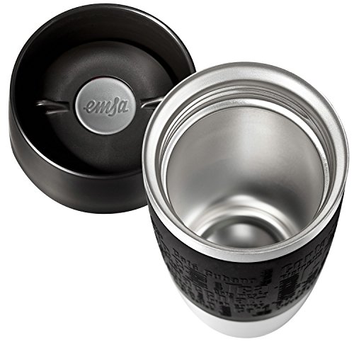 Emsa Thermobecher TRAVEL MUG Grande Schwarz 0,5 L mit persönlicher Rund-Gravur gelasert Edelstahl Soft-Touch-Manschette mit Quick Express Verschluss - 6