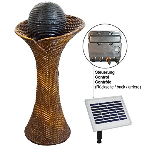 SOLAR GARTENBRUNNEN BRUNNEN SOLARBRUNNEN SPRINGBRUNNEN ZIERBRUNNEN VOGELBAD WASSERFALL GARTENLEUCHTE TEICHPUMPE – SPRINGBRUNNEN WASSERSPIEL für Garten, Gartenteich, Terrasse, Teich, Balkon, sehr DEKORATIV, VERBESSERTES MODELL MIT PUMPEN-INSTANT-START-FUNKTION SOLARTEICHDEKORATION, GARTENDEKO, LED-Solar-Set RATTAN mit schwarzer Kugel passend zu RATTAN GARTENMÖBEL RATTANSTÜHLE PFLANZKÜBEL SESSEL RATTANLIEGE SONNENLIEGE SONNENINSEL STRANDKORB LOUNGE GARTENLEUCHTE STEHLAMPE - 3