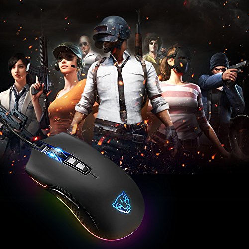 Motospeed Rat  n Gaming Profesional 3500DPI -7 Botones -Cableado Computadora Raton Gaming Programable RGB-Compatible con Windows 7  8  10  XP  Vista  ME  2000 y Mac OS  Color Negro