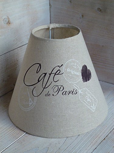 Lampenschirm Stoff Cafe de Paris Landhaus Stil beige Herz Vintage E27 Shabby