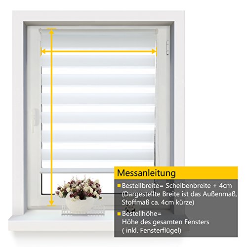 OUBO Doppelrollo Klemmfix Duo Rollo Fensterrollo ohne Bohren mit Klemmträgern – 55 x 150 cm – Weiß - 5