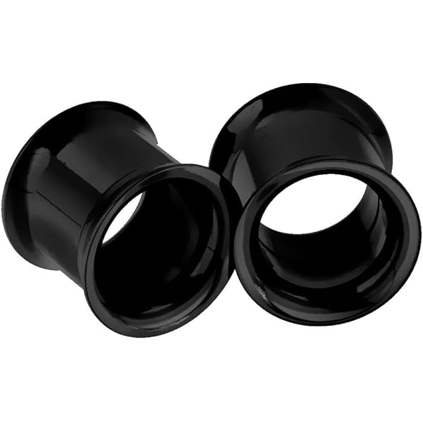 Black Steel Screw Ear Tunnels / Stretchers - Flared Design, Stainless Steel, TU60 Style