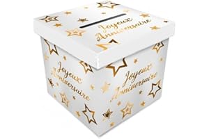 SLA Urne en Carton Joyeux Anniversaire Noir et doré - Doré - Taille Unique