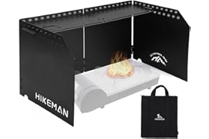 HIKEMAN HIKEAMN Gas Stove Windshield - Folding Camping Stove Windshield Cooker WindScreen With a Storage Bag for Camping,Hiking,Picnic,Cooking（Black）